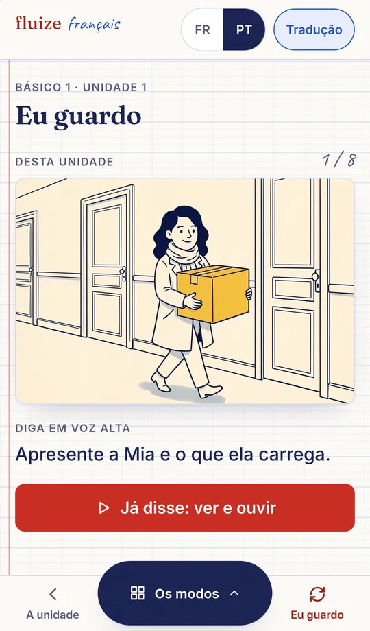 Tela real do modo Eu guardo no celular