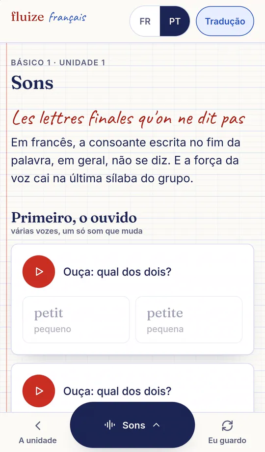 Tela real do modo Sons no celular
